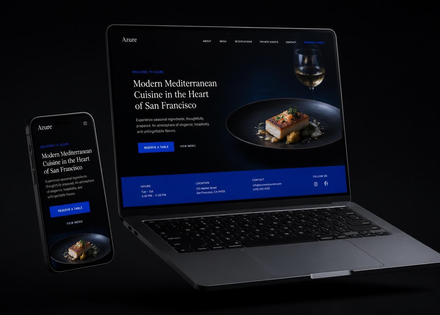 Website design shown on a laptop and phone
