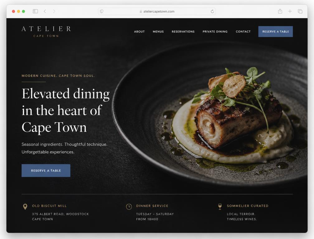 Atelier Restaurant website design